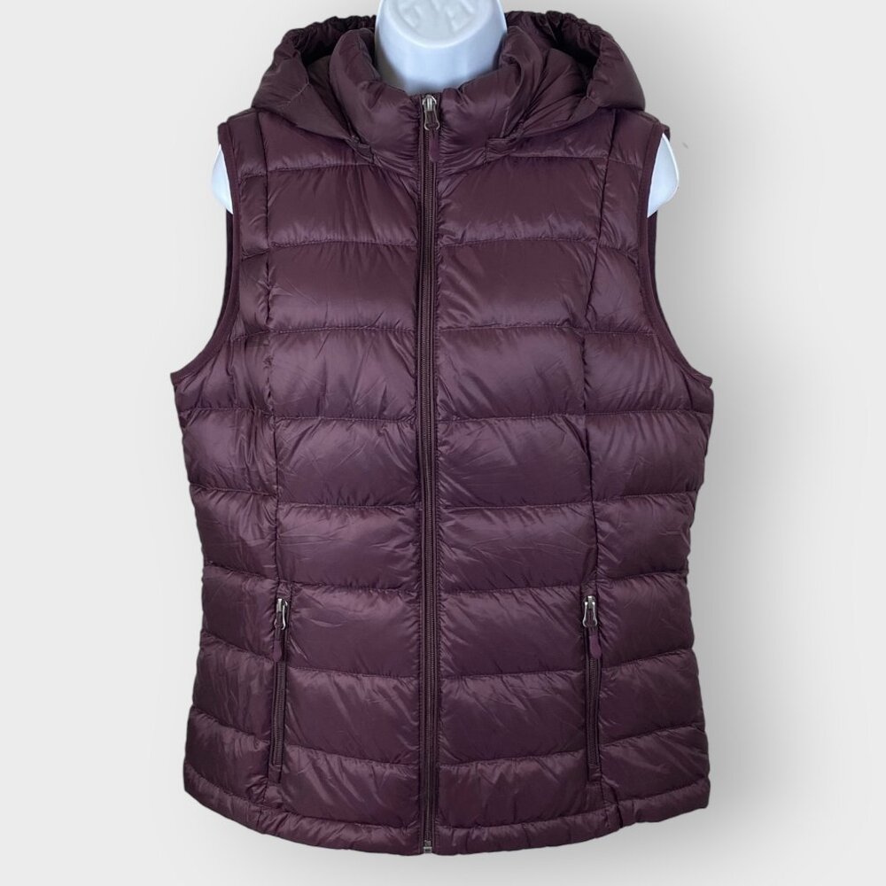 Charter Club Womens Puffer Down Vest | L | Maroon | Zip Up Packable